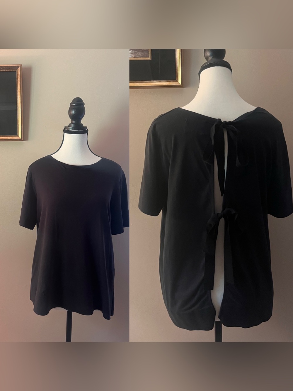 Cinq à Sept Black Tie-Back Women’s Top